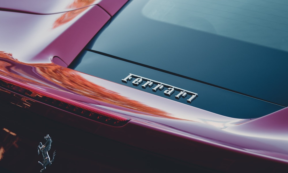 Ferrari car with its logo